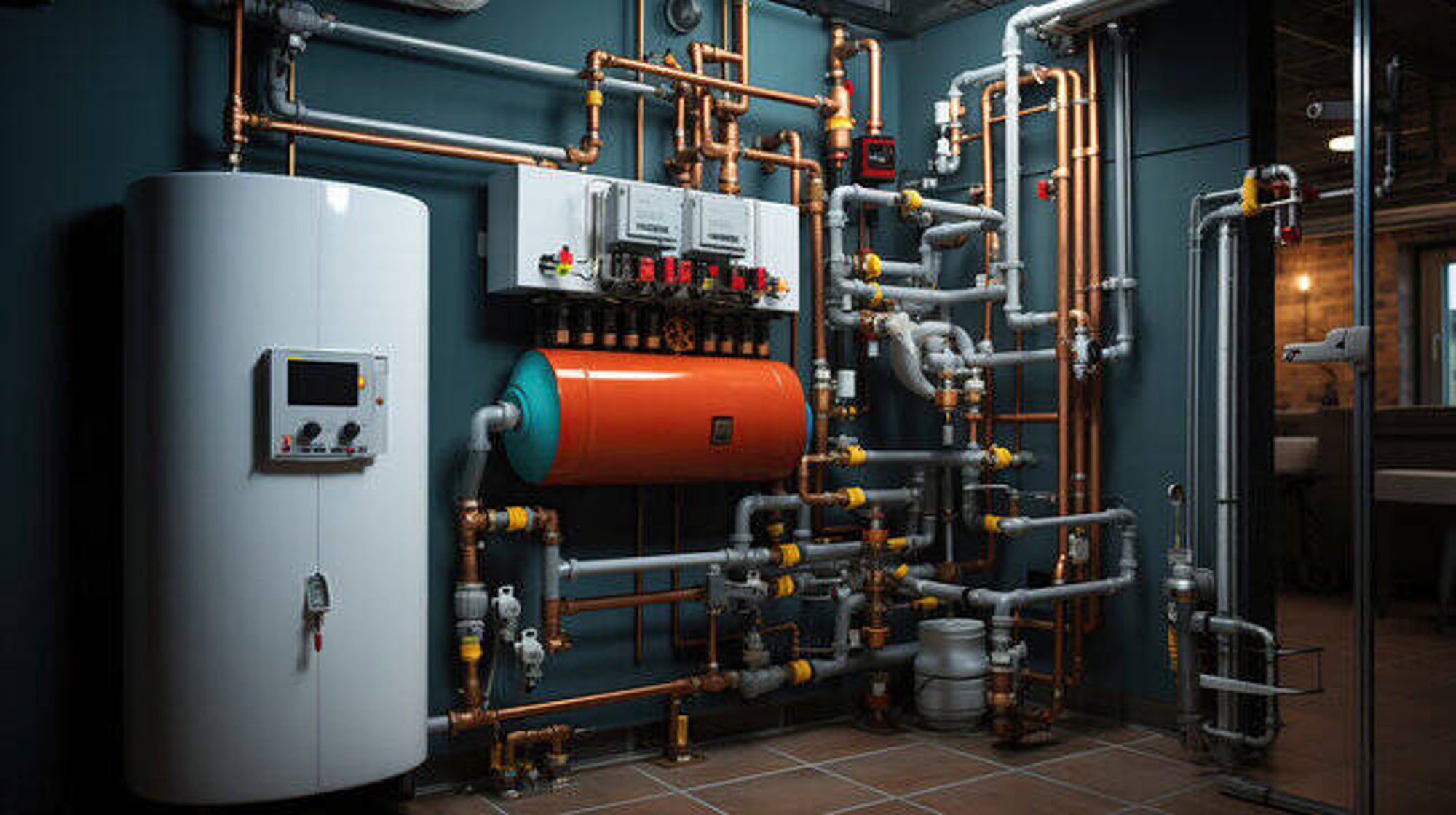 Technician servicing a residential furnace
